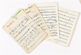 (MUSIC.) Collection of band arrangements for the Temptations and other artists, and related memorabilia.